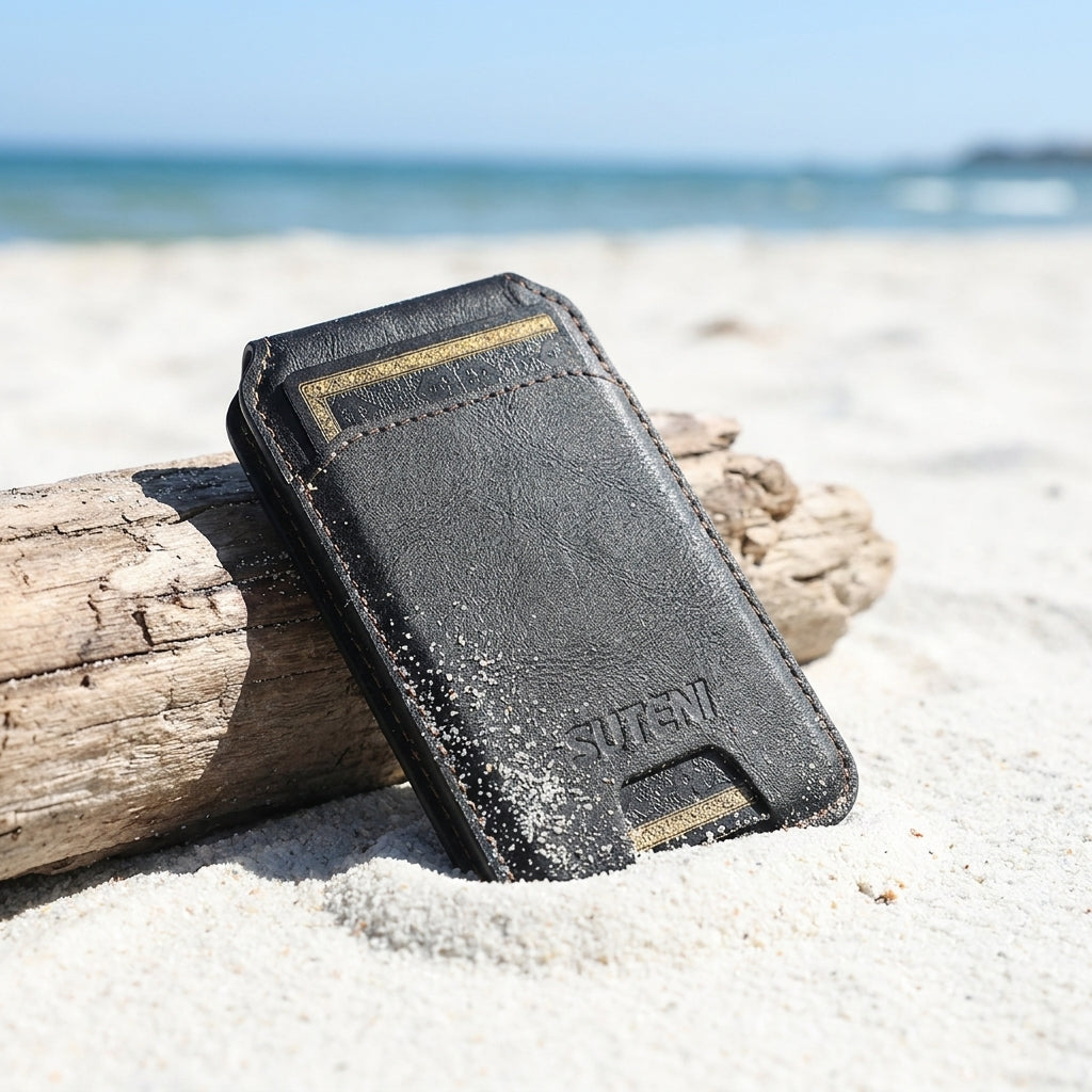 Noir MagSafe Flip Wallet with Stand - Vegan Leather