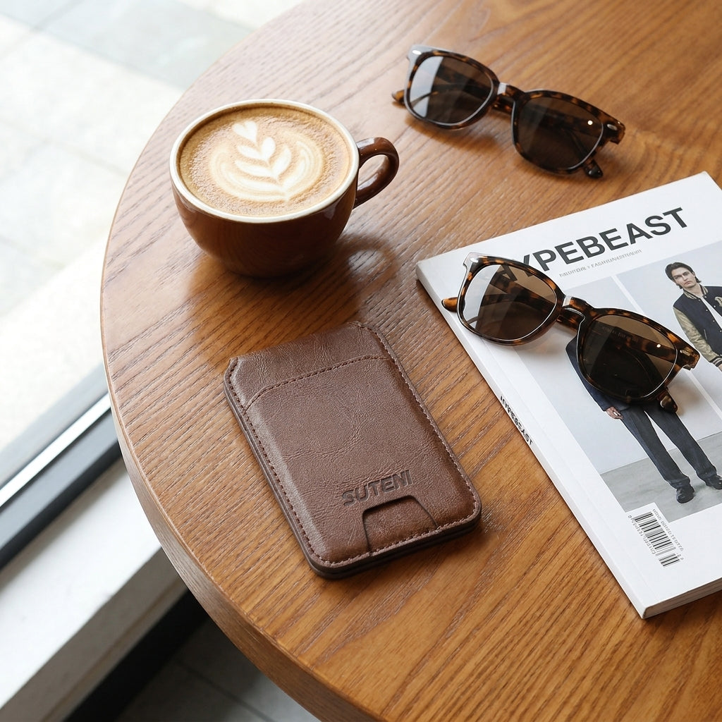 Cognac MagSafe Flip Wallet with Stand - Vegan Leather, 3 Cards