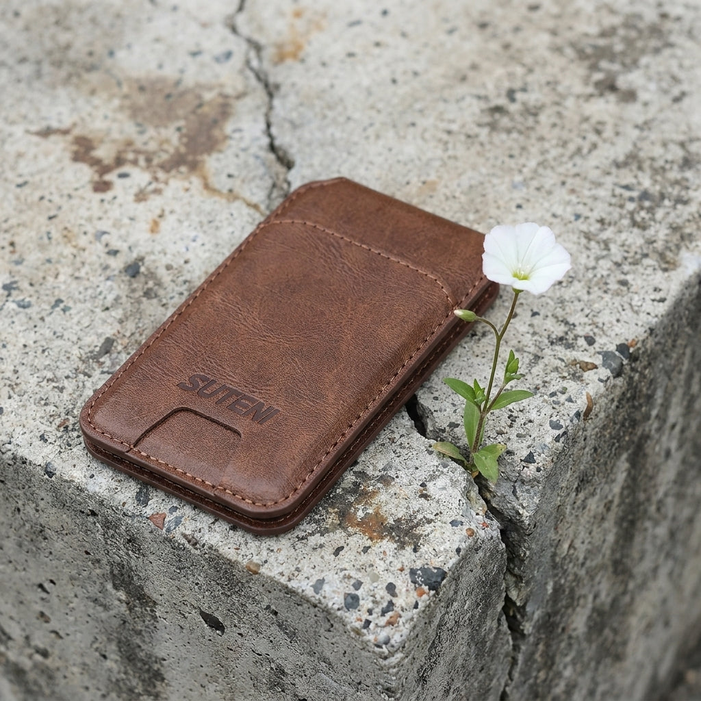 Cognac MagSafe Flip Wallet with Stand - Vegan Leather, 3 Cards