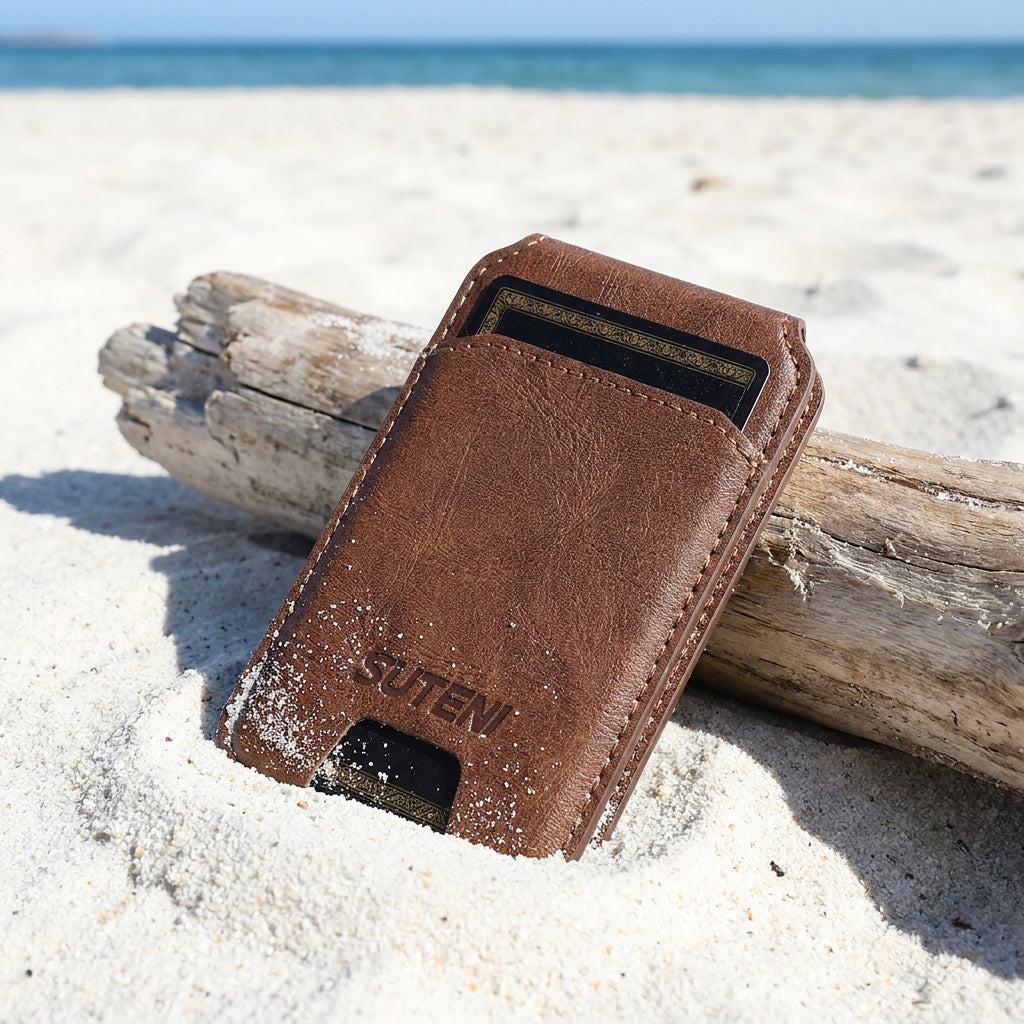 Cognac MagSafe Flip Wallet with Stand - Vegan Leather, 3 Cards