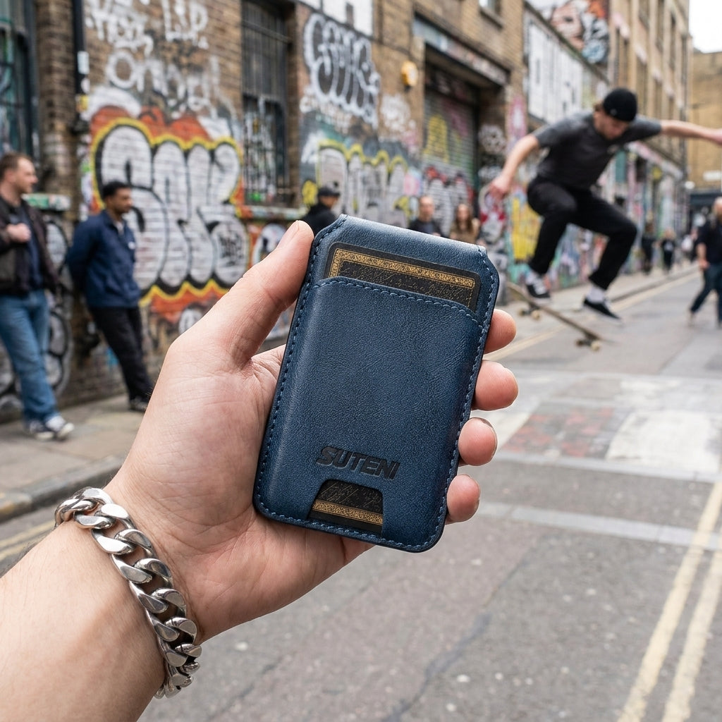Indigo MagSafe Flip Wallet with Stand - Vegan Leather