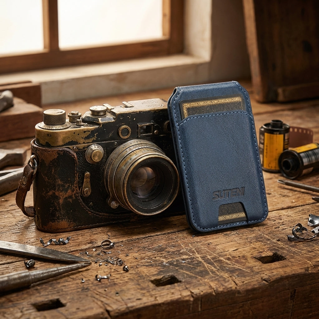 Indigo MagSafe Flip Wallet with Stand - Vegan Leather