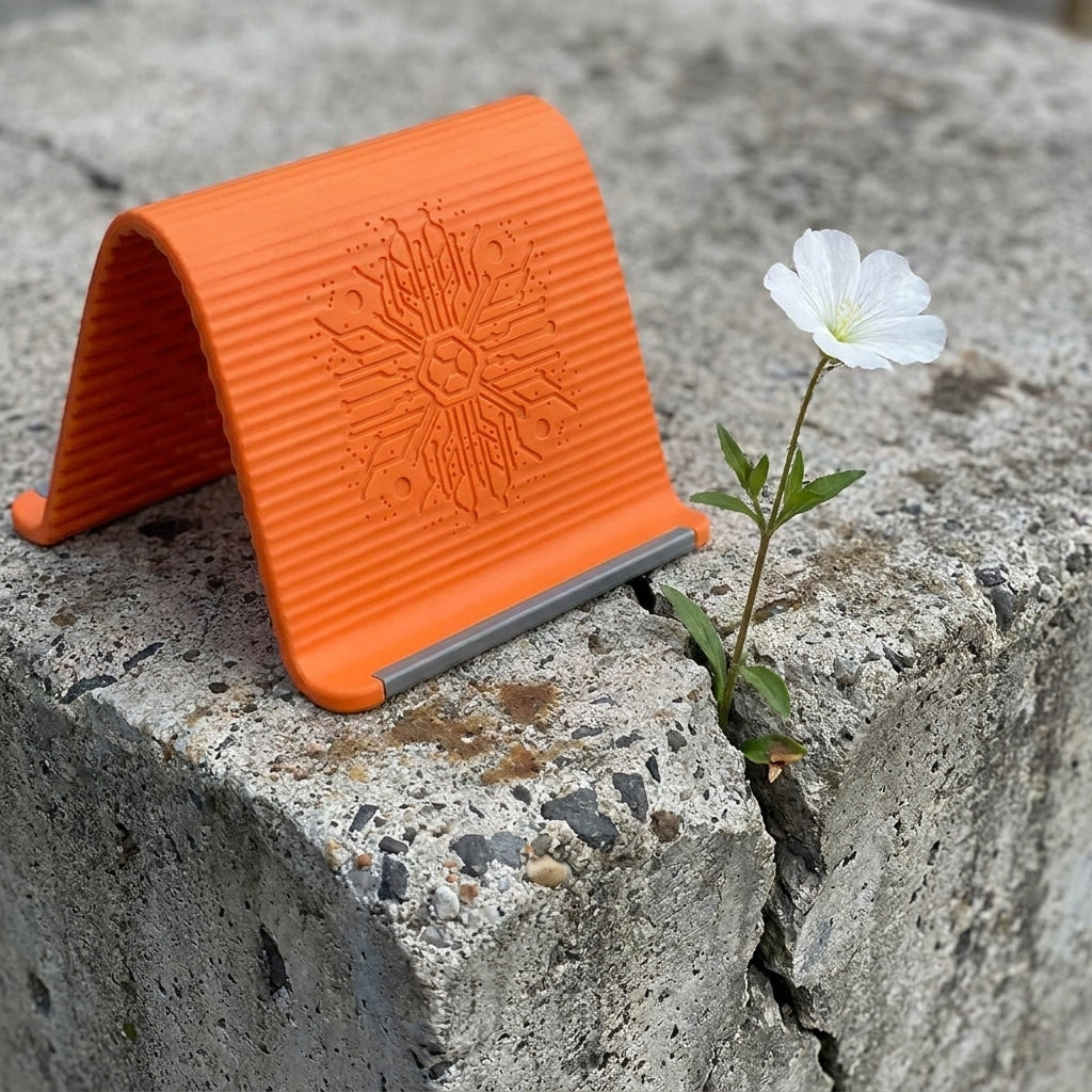 Foldable Silicone Phone Stand - Flexible Travel Holder in Warm Orange