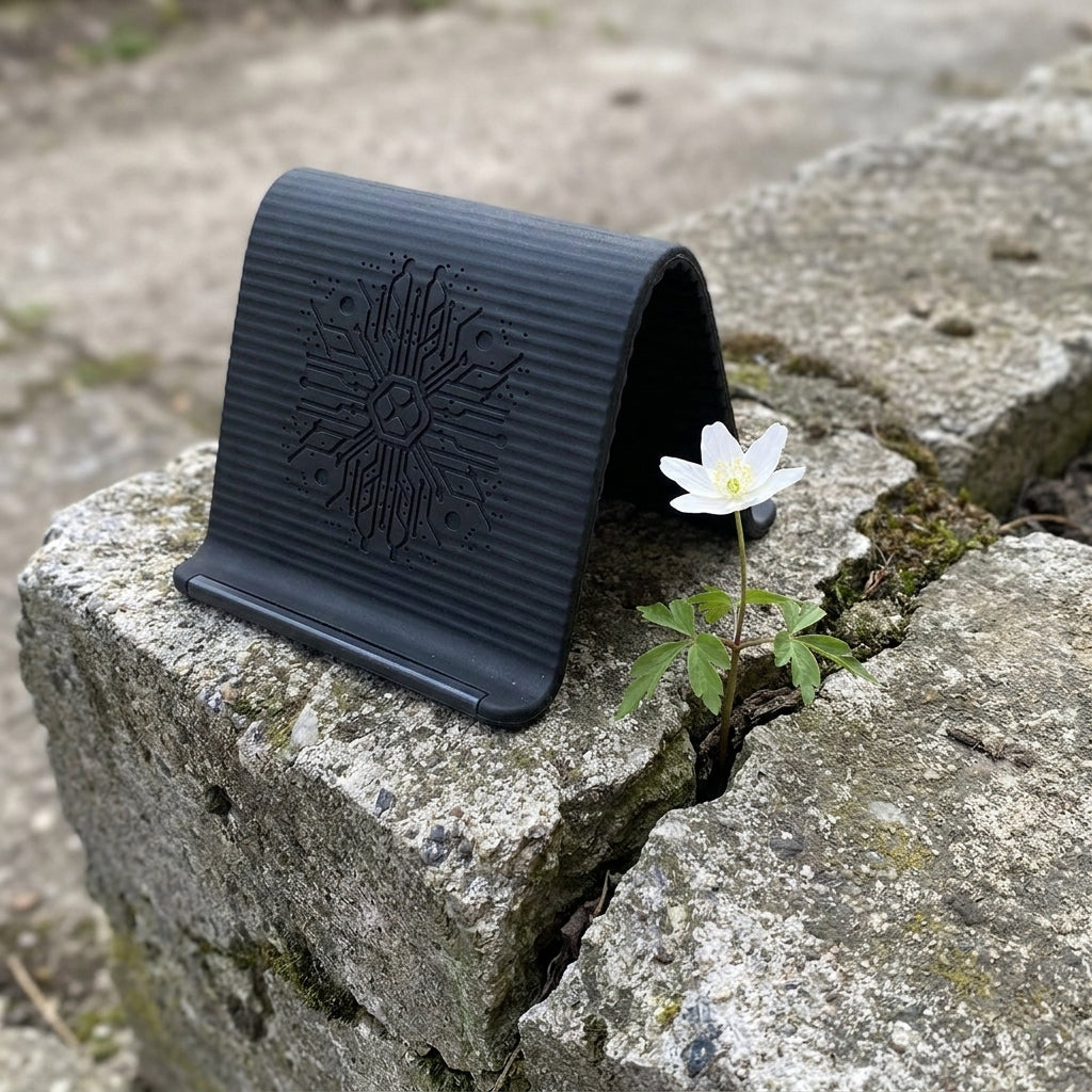 Foldable Silicone Phone Stand - Flexible Travel Holder in Black