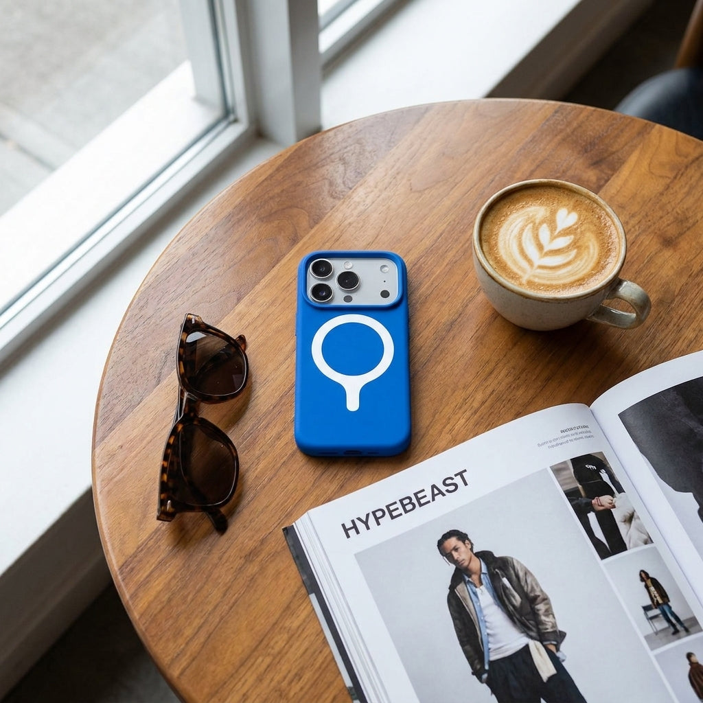 MagSafe Silicone Phone Case Open Camera - Mediterranean Blue