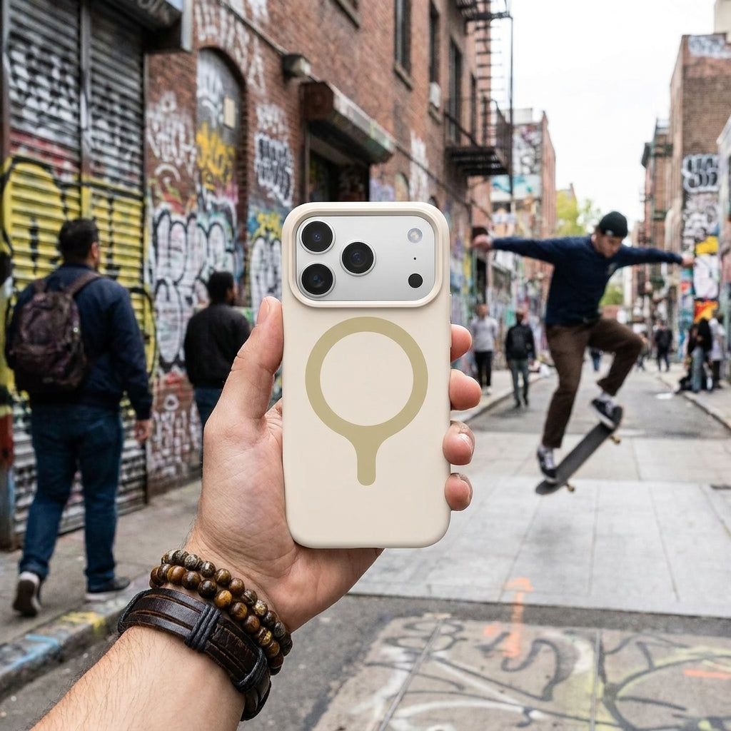 MagSafe Silicone Phone Case Open Camera - Antique White