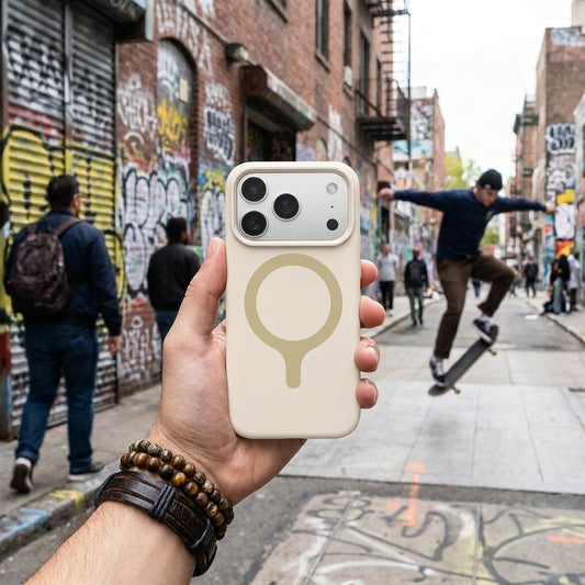 MagSafe Silicone Phone Case Open Camera - Antique White