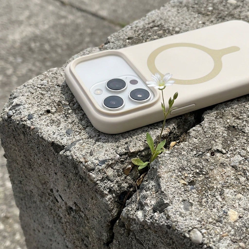 MagSafe Silicone Phone Case Open Camera - Antique White