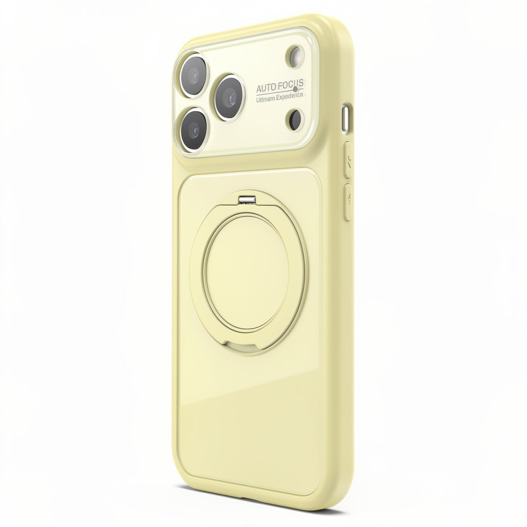 360 Ring Stand Solid Color Phone Case - Cream Yellow