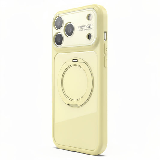 360 Ring Stand Solid Color Phone Case - Cream Yellow