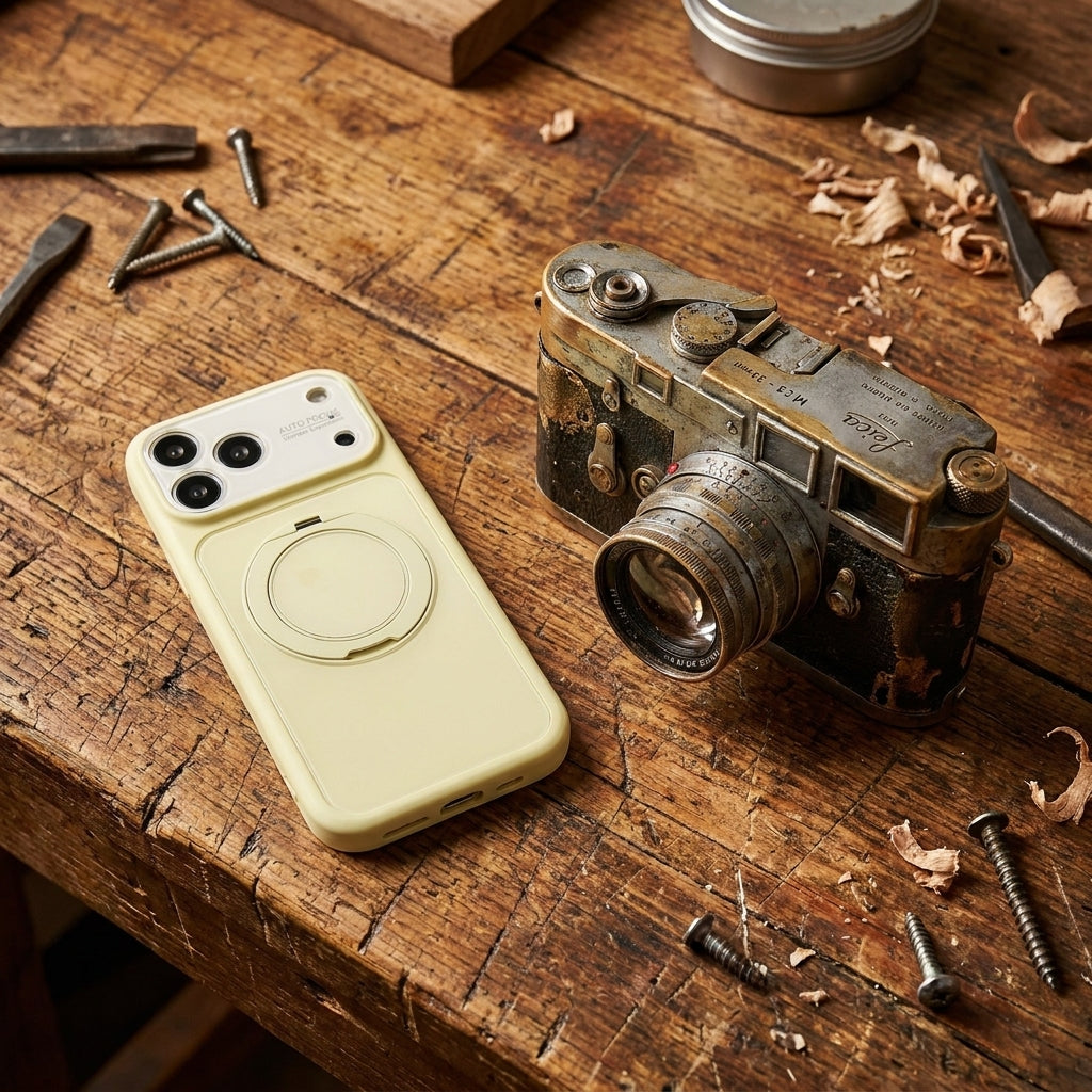 360 Ring Stand Solid Color Phone Case - Cream Yellow