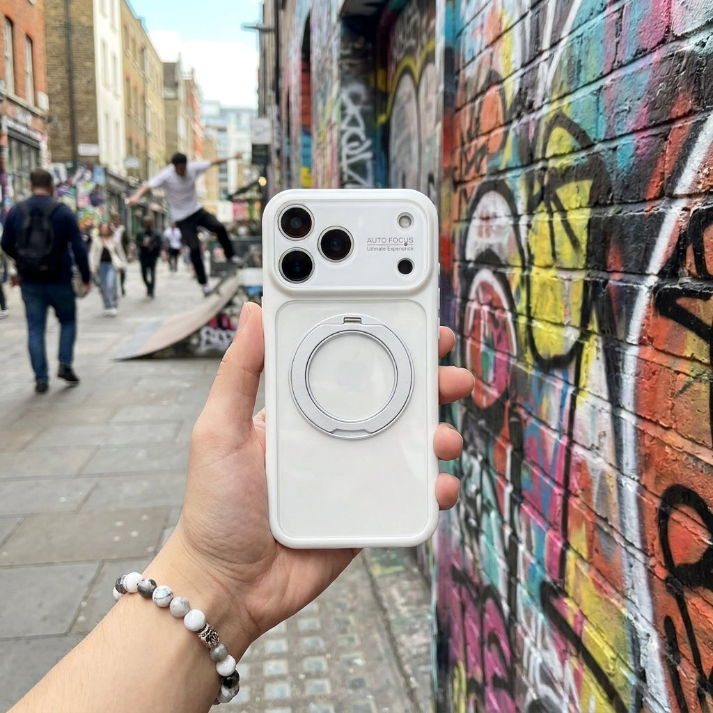 360 Ring Stand Solid Color Phone Case - White