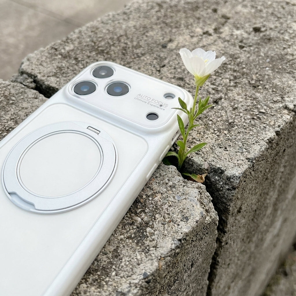 360 Ring Stand Solid Color Phone Case - White