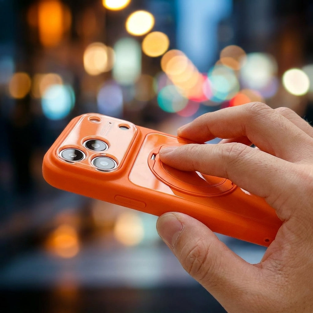 360 Ring Stand Solid Color Phone Case - Orange