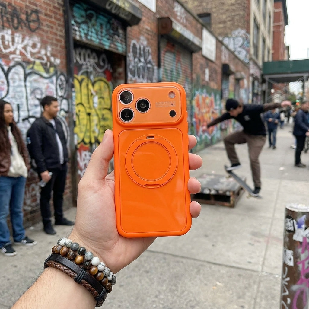 360 Ring Stand Solid Color Phone Case - Orange
