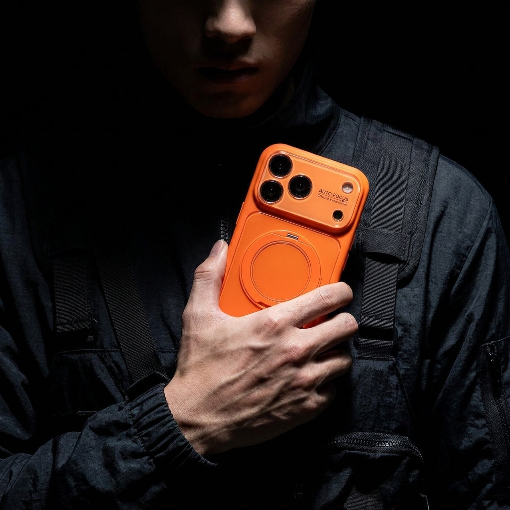 360 Ring Stand Solid Color Phone Case - Orange