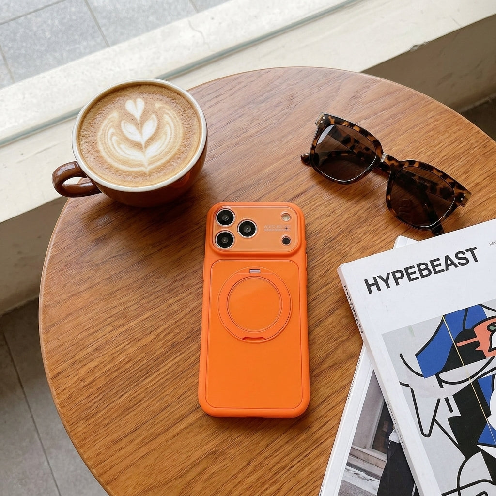 360 Ring Stand Solid Color Phone Case - Orange