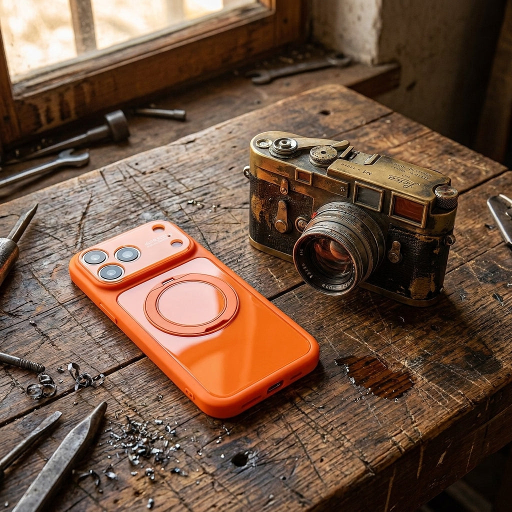 360 Ring Stand Solid Color Phone Case - Orange