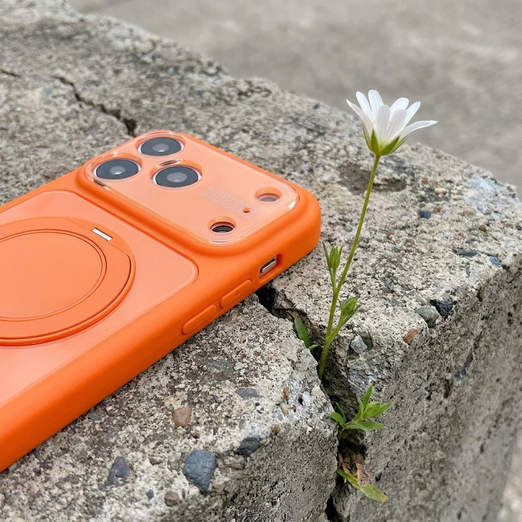 360 Ring Stand Solid Color Phone Case - Orange