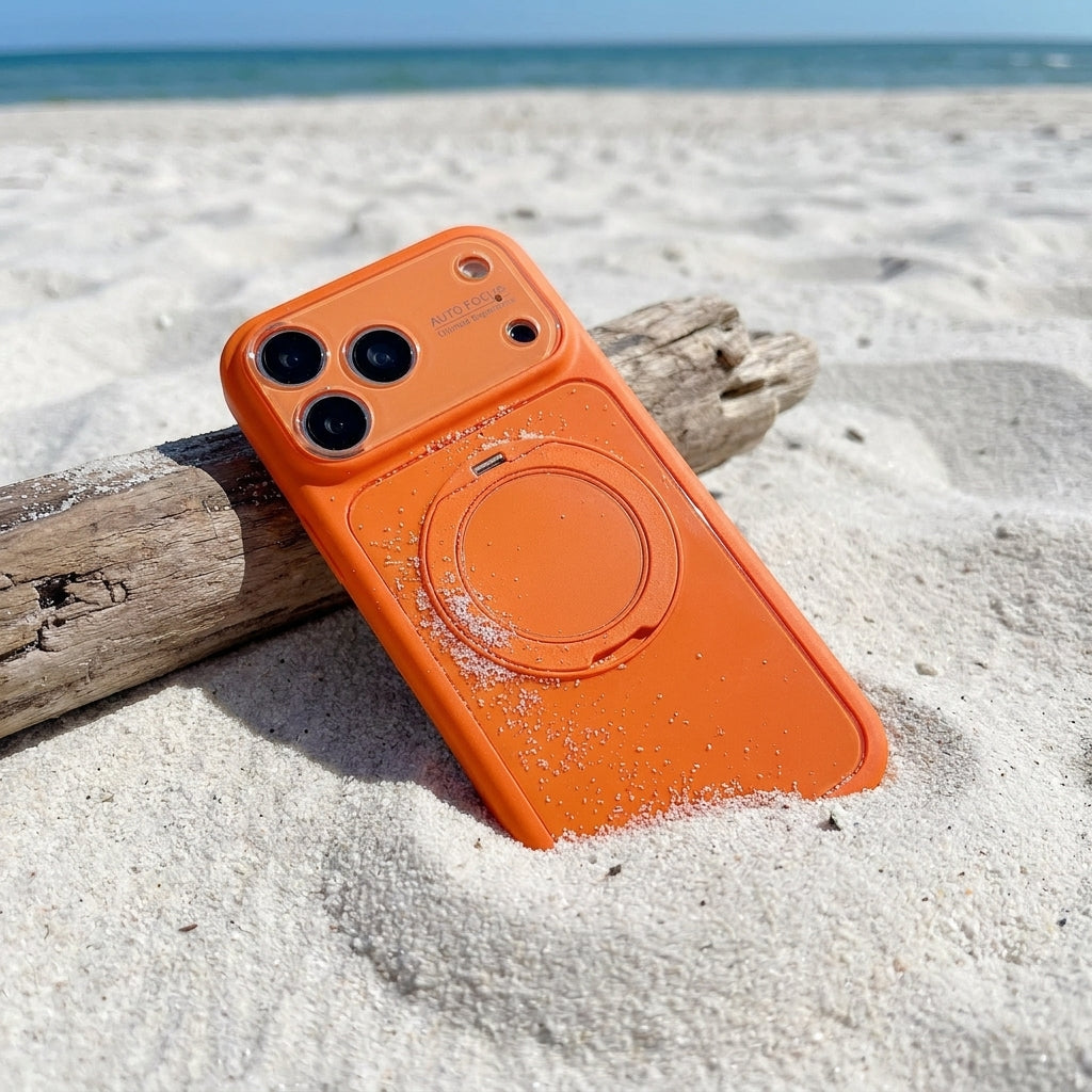 360 Ring Stand Solid Color Phone Case - Orange