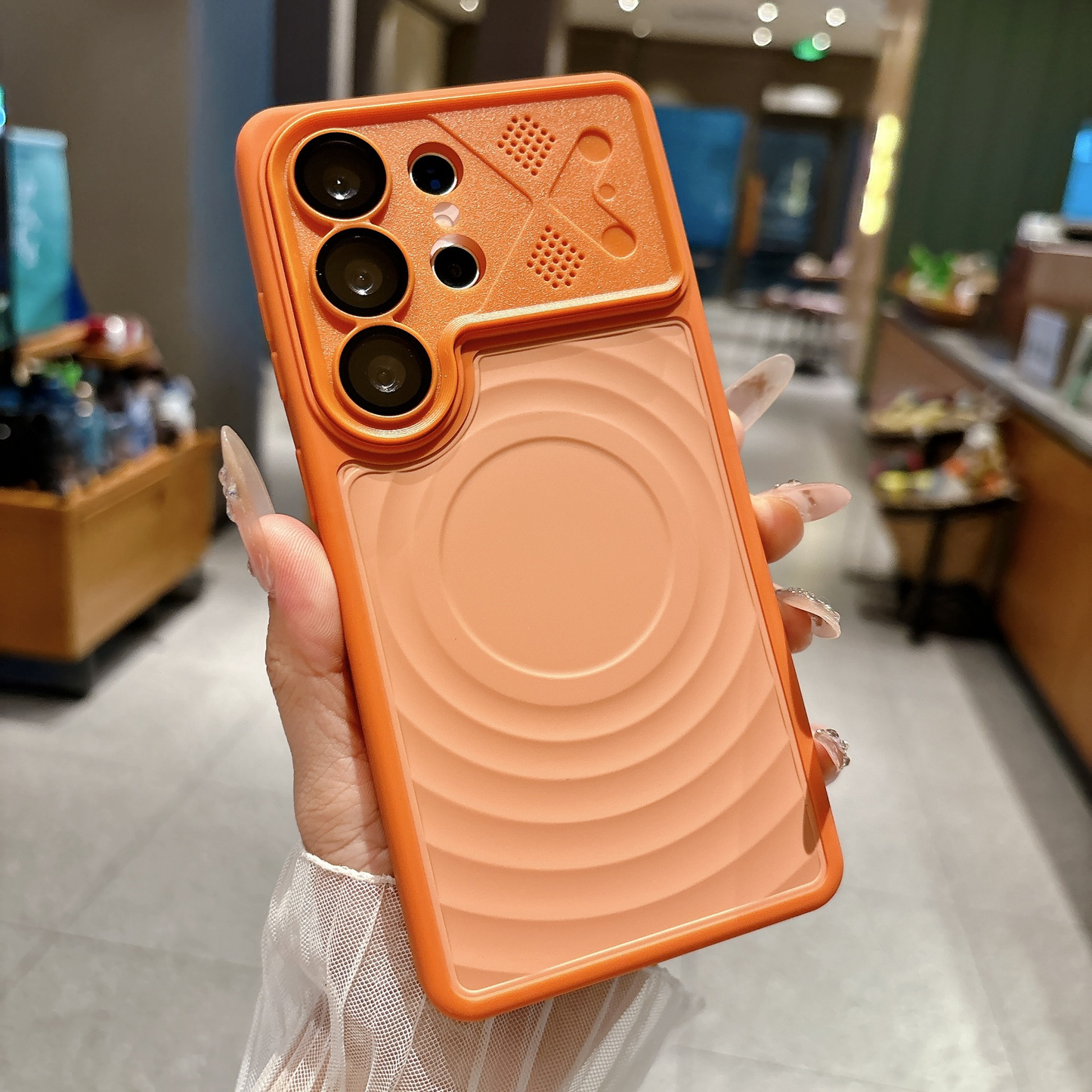 Ripple Magnetic Phone Case for Galaxy S - Tangerine