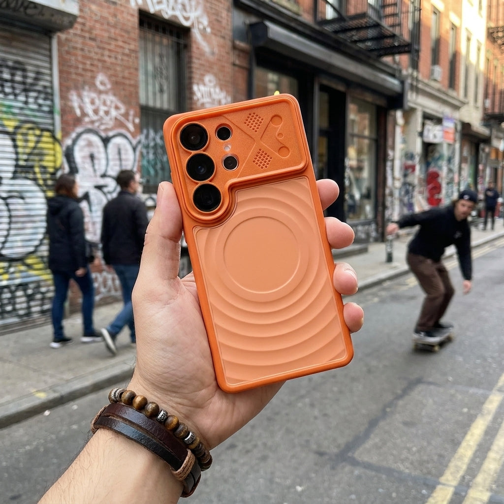 Ripple Magnetic Phone Case for Galaxy S - Tangerine