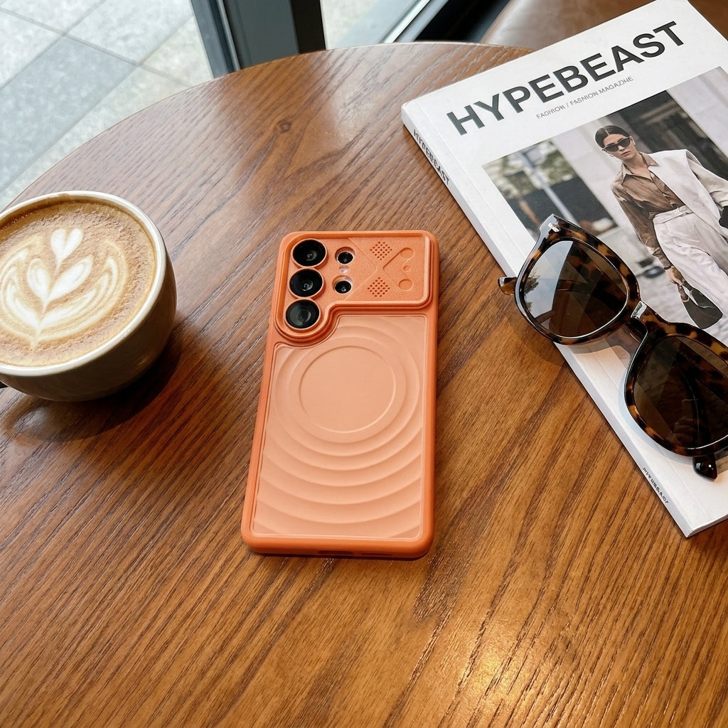 Ripple Magnetic Phone Case for Galaxy S - Tangerine