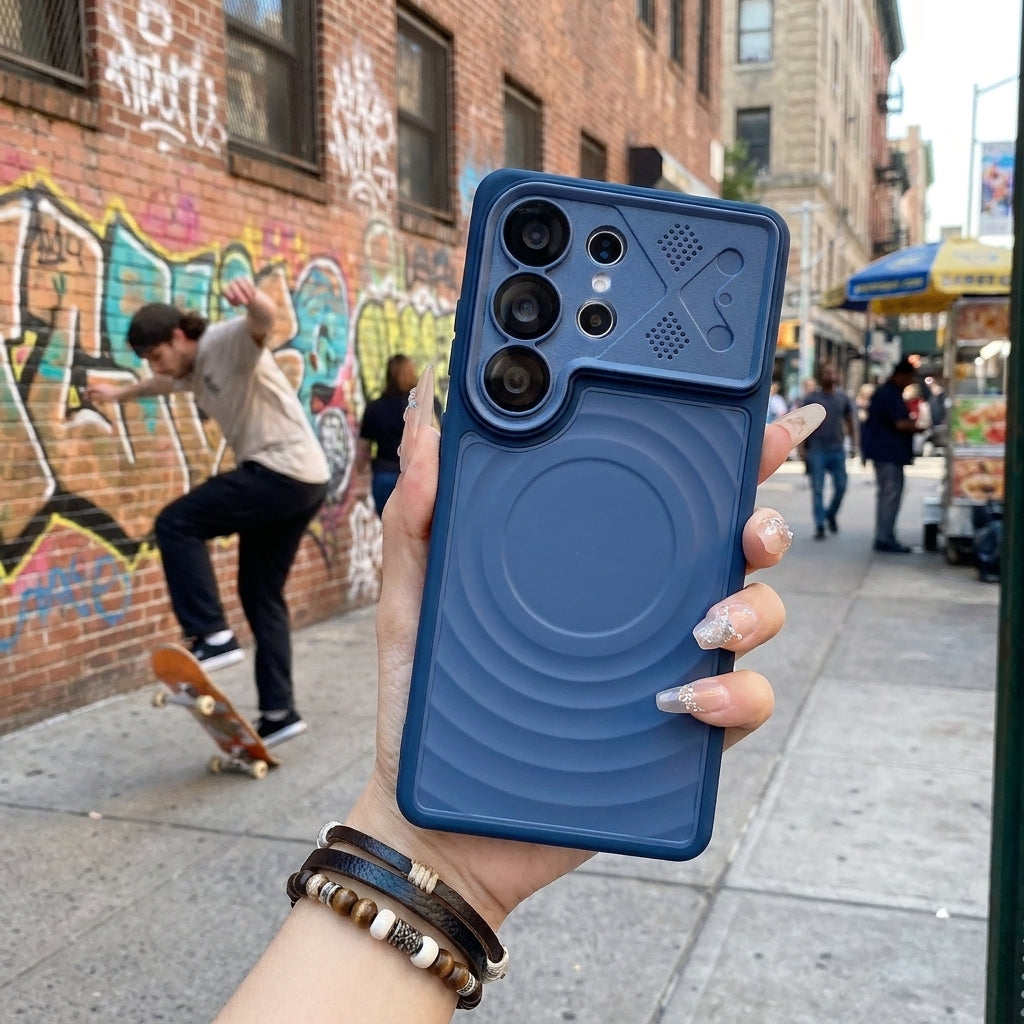 Ripple Magnetic Phone Case for Galaxy S - Premium Blue