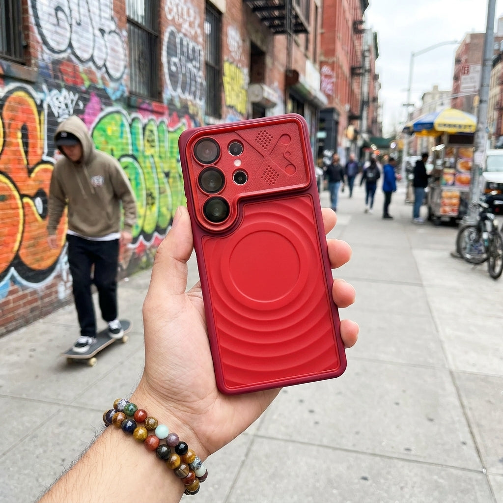 Ripple Magnetic Phone Case for Galaxy S - Premium Red