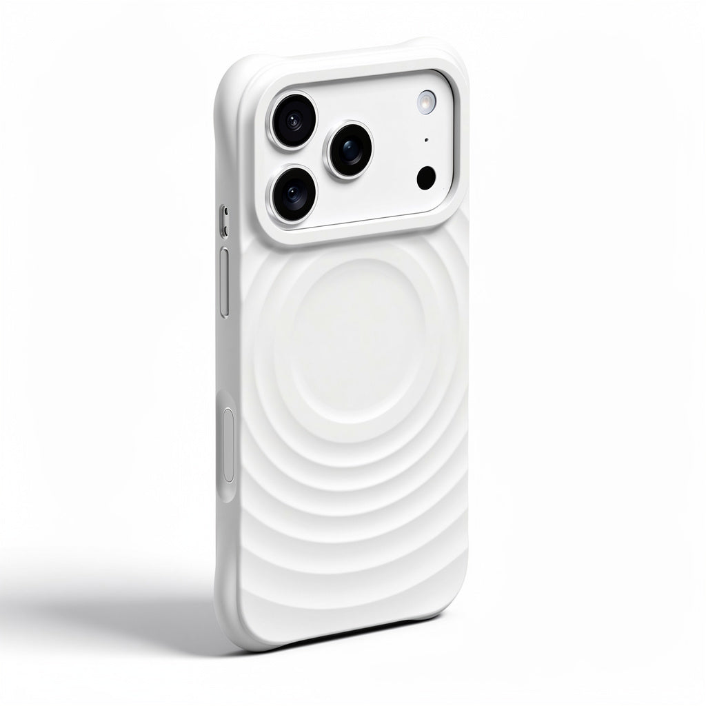 Magnetic Skin-Feel  Case - Premium White Ripple Phone Case  Open Camera
