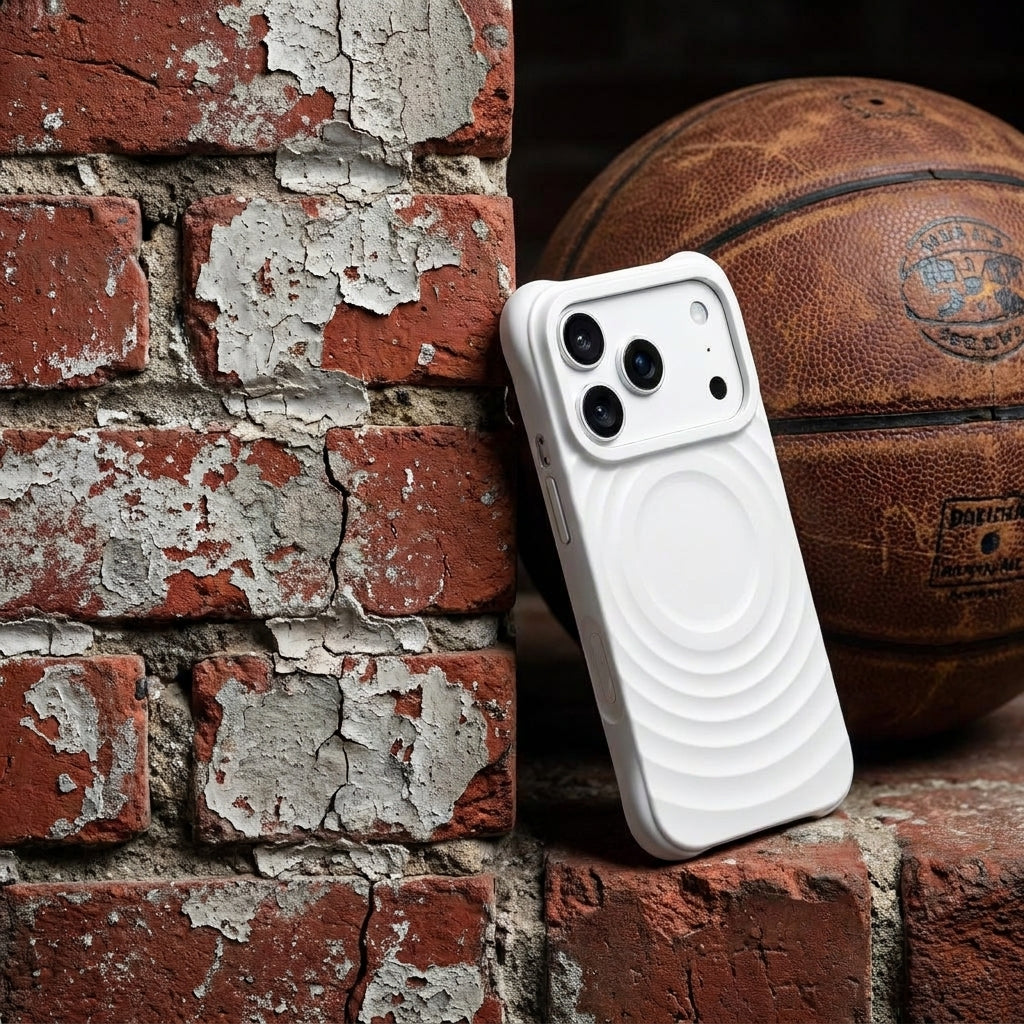Magnetic Skin-Feel  Case - Premium White Ripple Phone Case  Open Camera