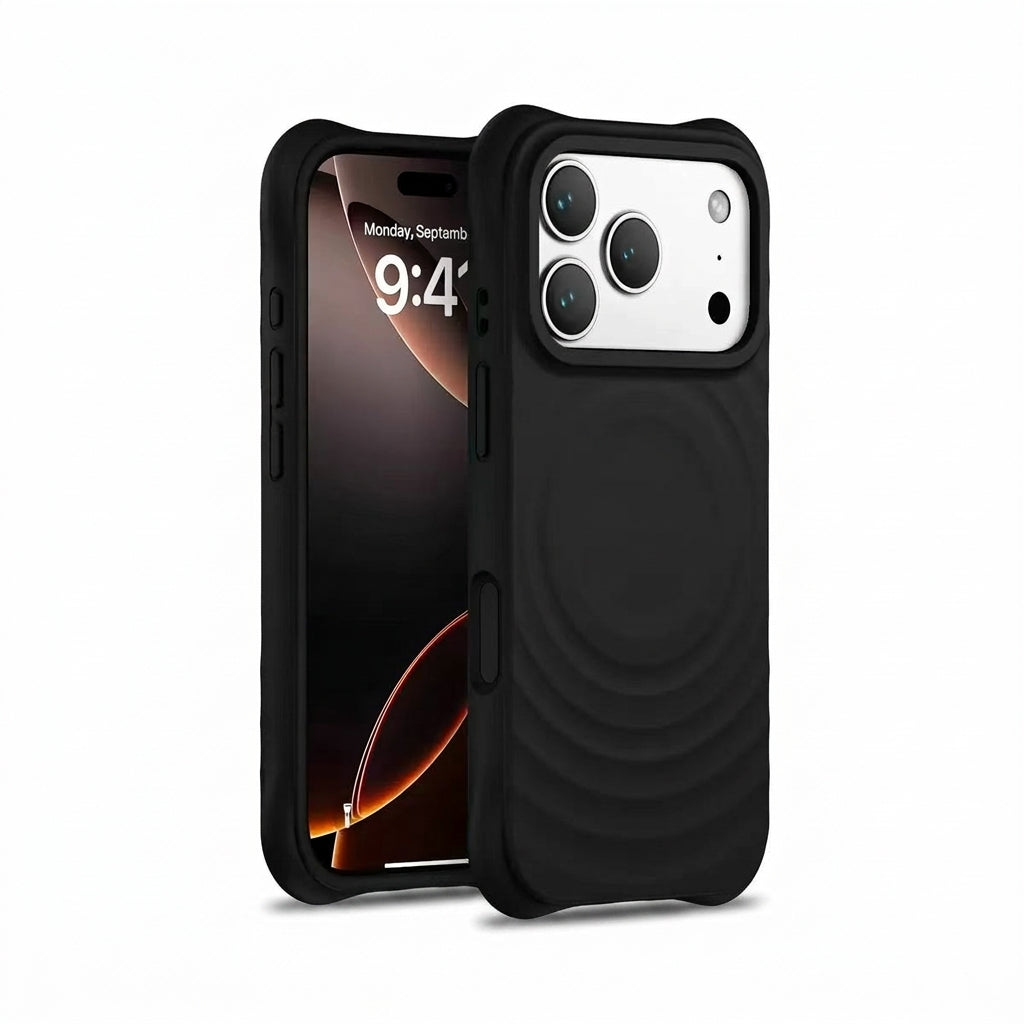 Magnetic Skin-Feel  Case - Premium Black Ripple Phone Case  Open Camera