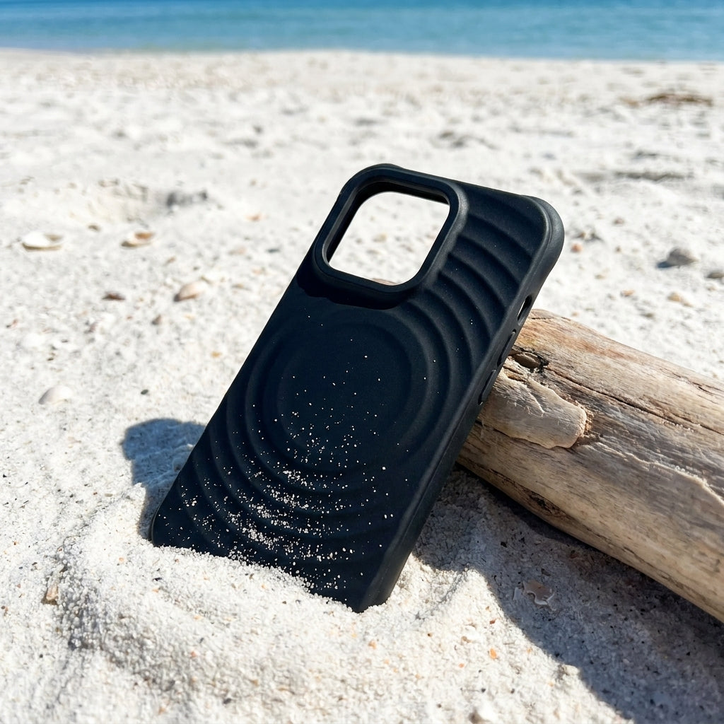 Magnetic Skin-Feel  Case - Premium Black Ripple Phone Case  Open Camera