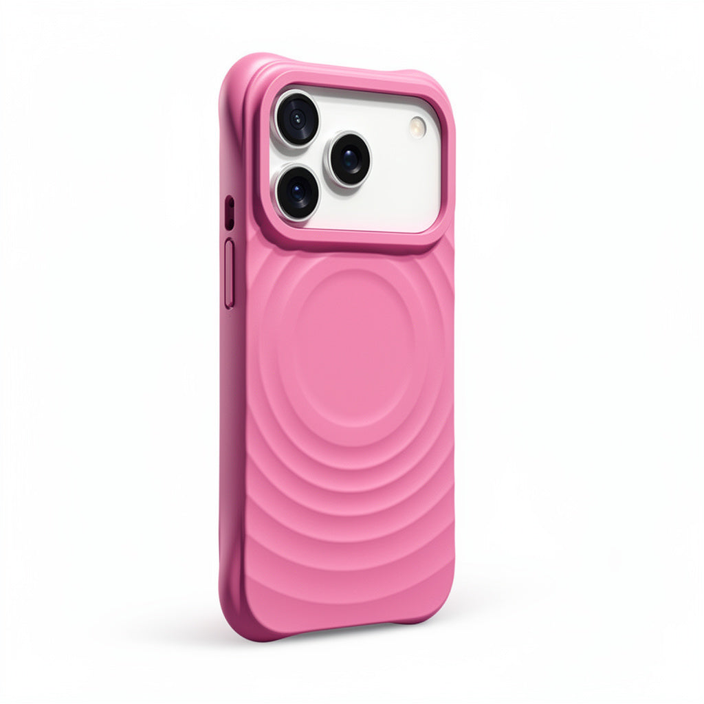 Magnetic Skin-Feel  Case - Premium Rose Pink Ripple Phone Case  Open Camera