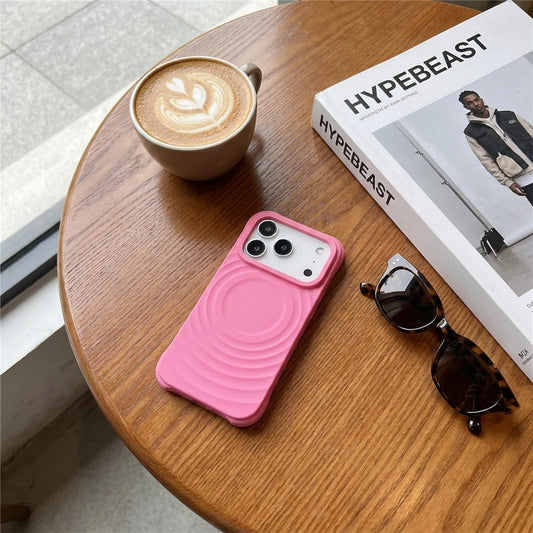 Magnetic Skin-Feel  Case - Premium Rose Pink Ripple Phone Case  Open Camera