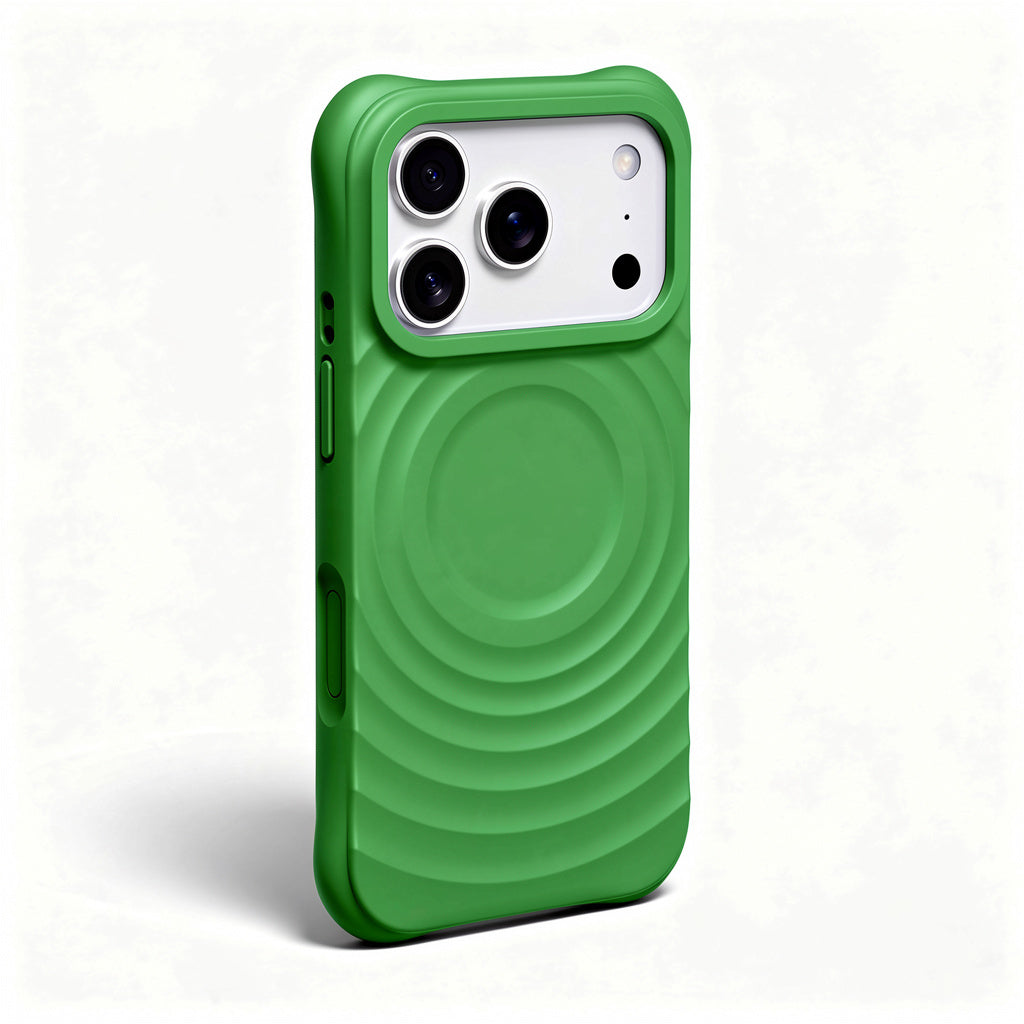 Magnetic Skin-Feel  Case - Premium Vine Green Ripple Phone Case  Open Camera