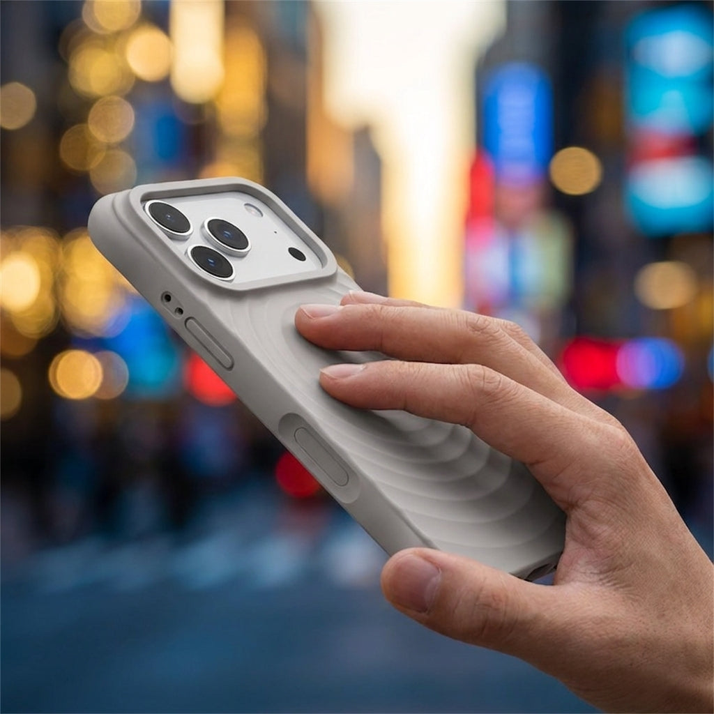 Magnetic Skin-Feel  Case - Premium Grey Ripple Phone Case  Open Camera