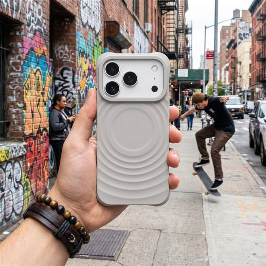 Magnetic Skin-Feel  Case - Premium Grey Ripple Phone Case  Open Camera