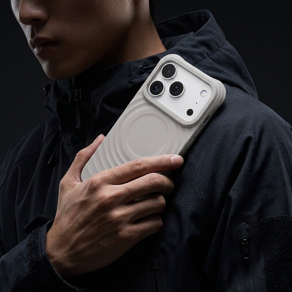 Magnetic Skin-Feel  Case - Premium Grey Ripple Phone Case  Open Camera