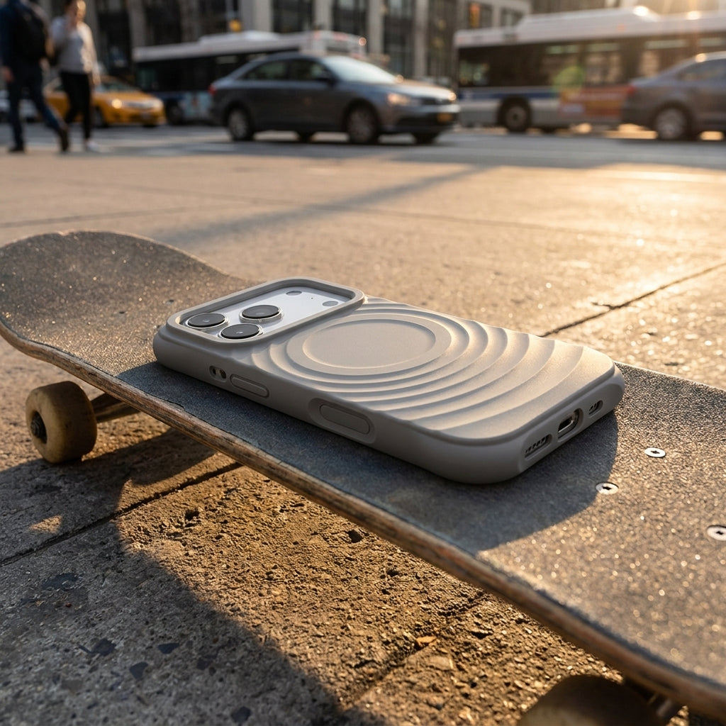 Magnetic Skin-Feel  Case - Premium Grey Ripple Phone Case  Open Camera