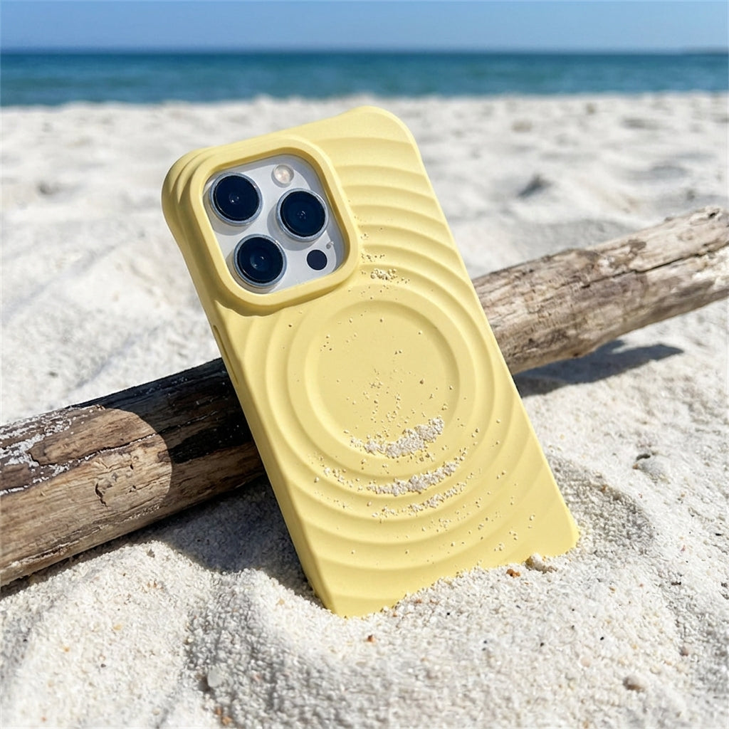 Magnetic Skin-Feel  Case - Premium Yellow Ripple Phone Case  Open Camera