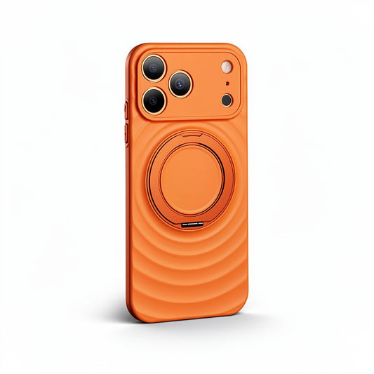 Magnetic Skin-Feel Case Ring Stand - Premium Orange Ripple Phone Case Precise Fit Draft