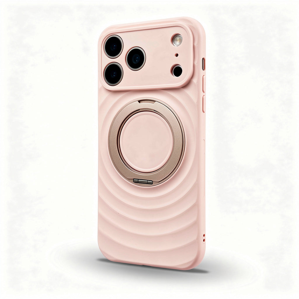 Magnetic Skin-Feel  Case Ring Stand - Premium  Light Pink Ripple Phone Case  Precise Fit