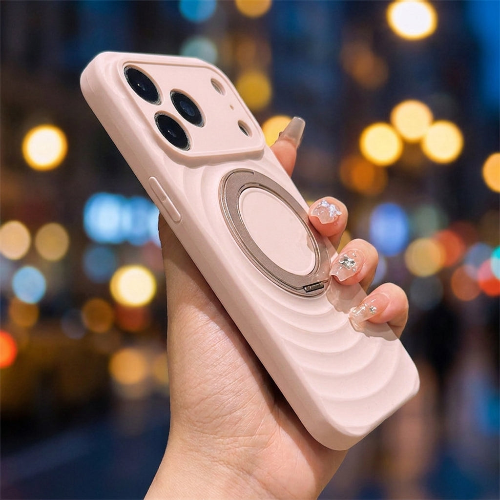 Magnetic Skin-Feel  Case Ring Stand - Premium  Light Pink Ripple Phone Case  Precise Fit