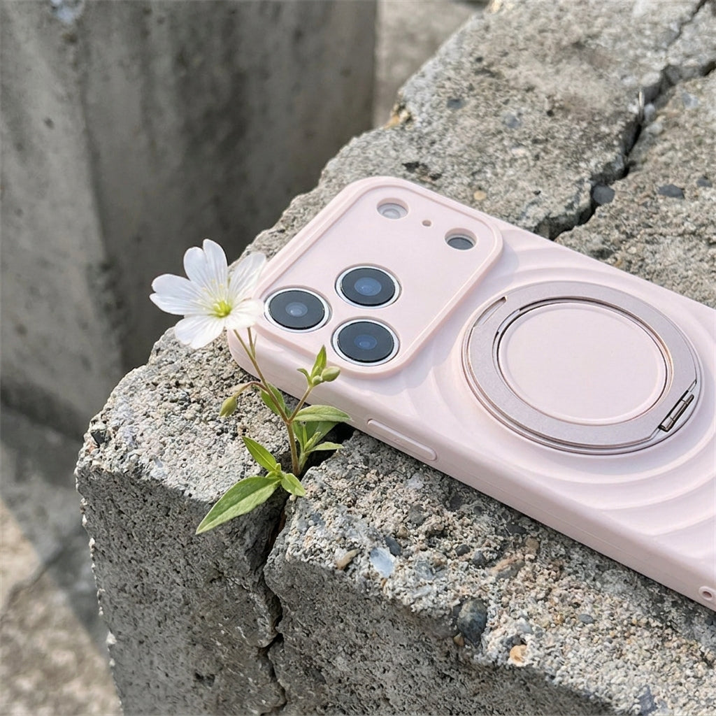 Magnetic Skin-Feel  Case Ring Stand - Premium  Light Pink Ripple Phone Case  Precise Fit