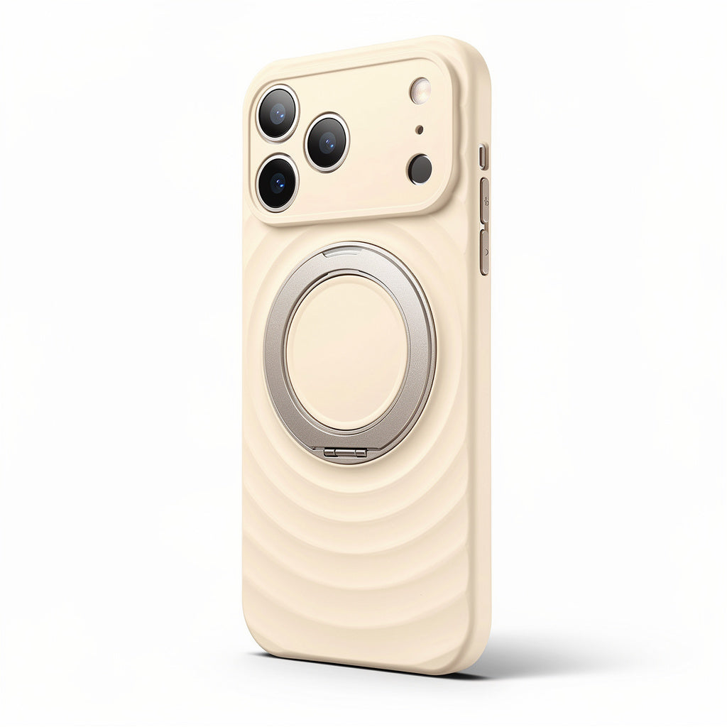 Magnetic Skin-Feel  Case Ring Stand - Premium White Ripple Phone Case  Precise Fit