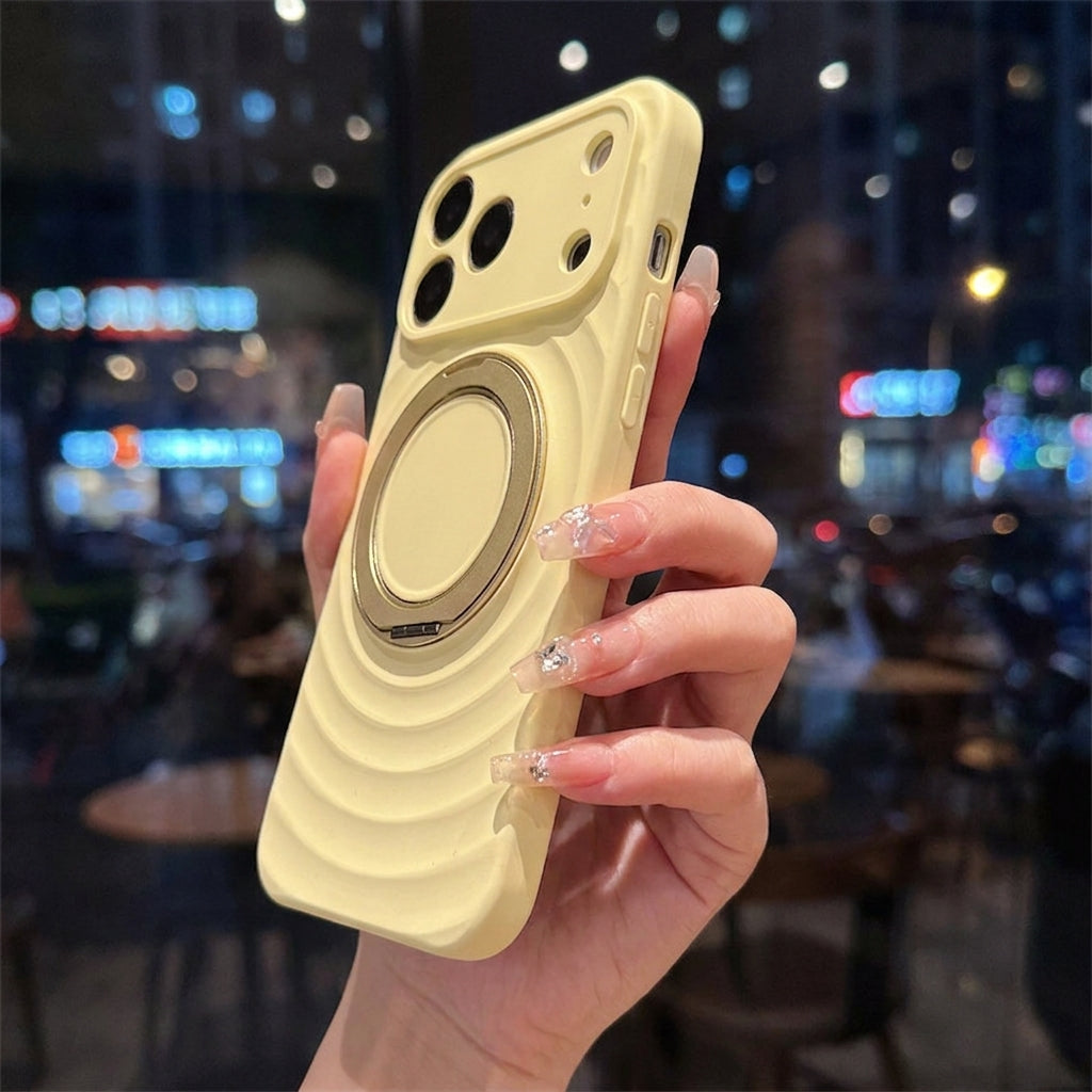 Magnetic Skin-Feel  Case Ring Stand - Premium Yellow Ripple Phone Case  Precise Fit