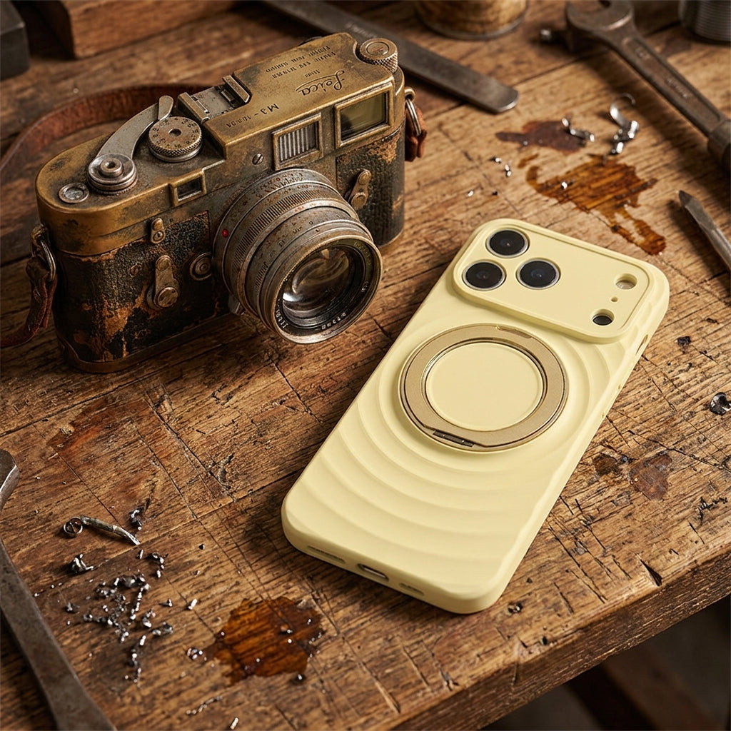 Magnetic Skin-Feel  Case Ring Stand - Premium Yellow Ripple Phone Case  Precise Fit
