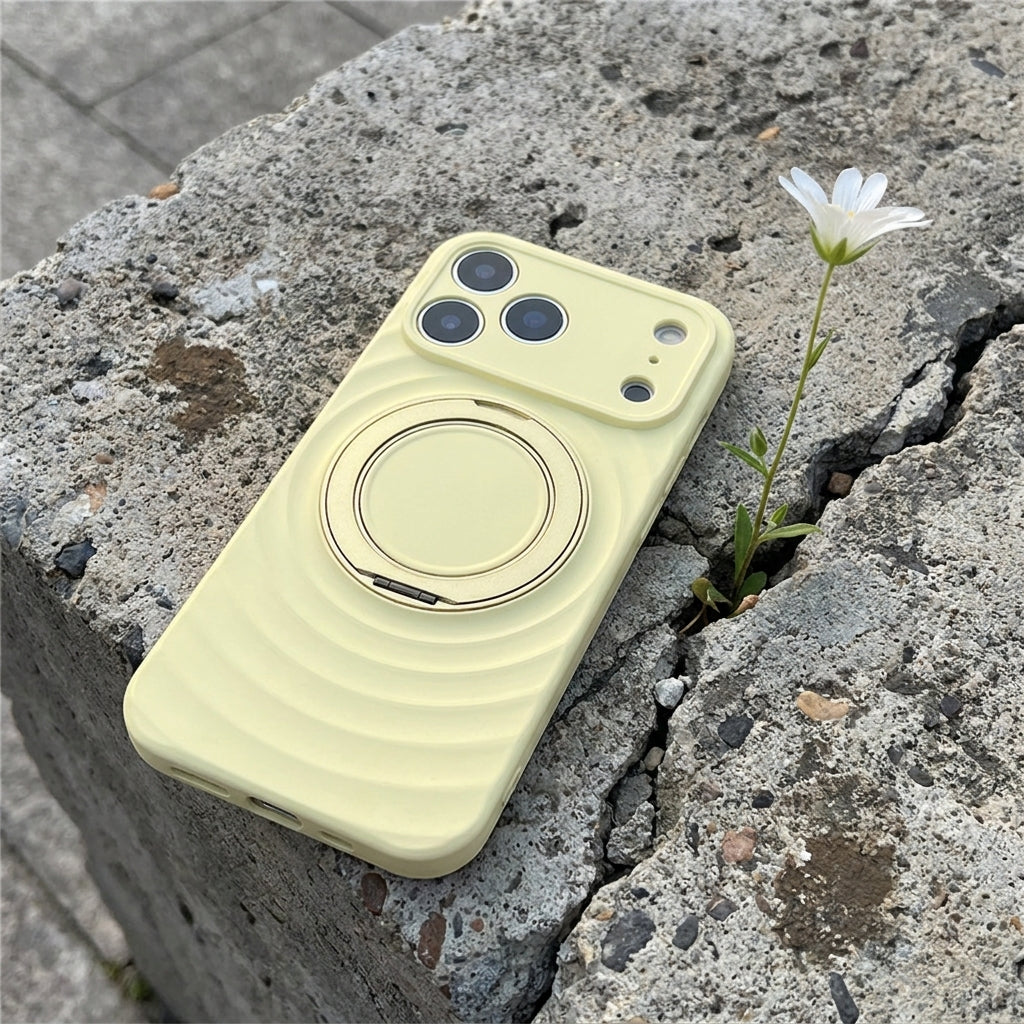 Magnetic Skin-Feel  Case Ring Stand - Premium Yellow Ripple Phone Case  Precise Fit