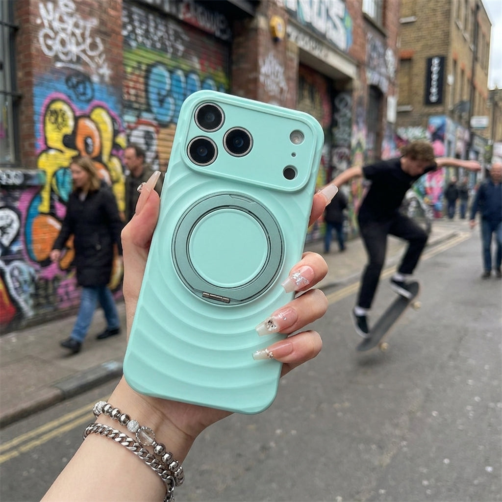 Magnetic Skin-Feel  Case Ring Stand - Premium Turquoise Ripple Phone Case  Precise Fit